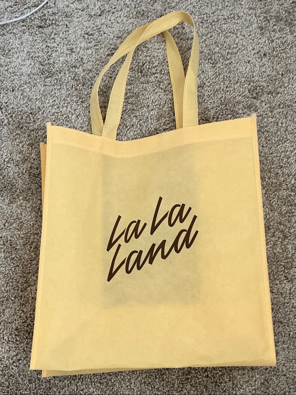 La La Land Yellow Tote with Brown Script Logo